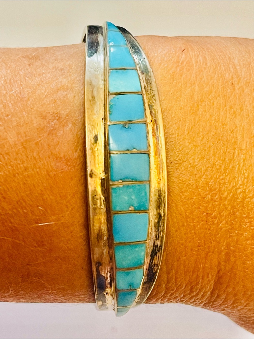 VTG Native American Sterling Silver
Turquoise Cuff Bracelet 27 g 6.25"